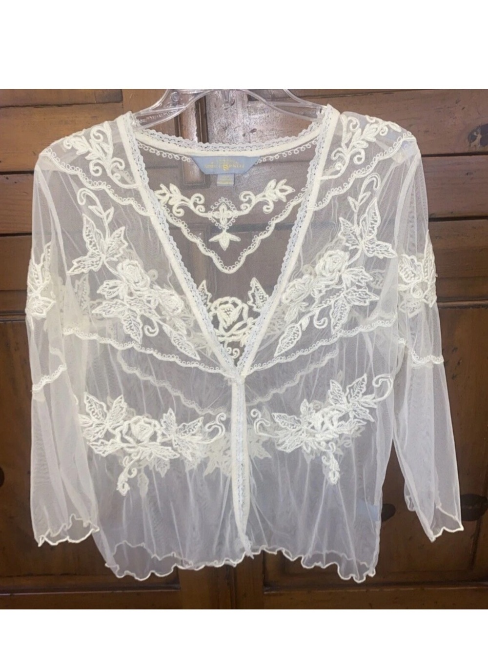 APRIL CORNELL Sheer Embroidered “Pearl” Jacket-Cottagecore Fairy Angel Boho-XXS